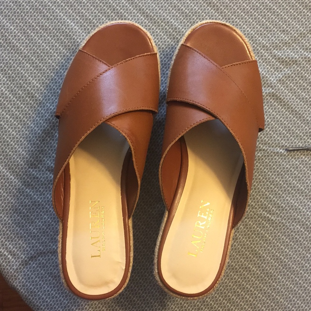 Ralph Lauren Wedge Polo, Tan